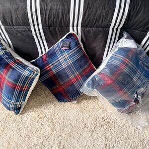 3 Cuddl Duds Plaid Print Plush Throw Pillow. 20”x20”. Multicolor. New with Tags